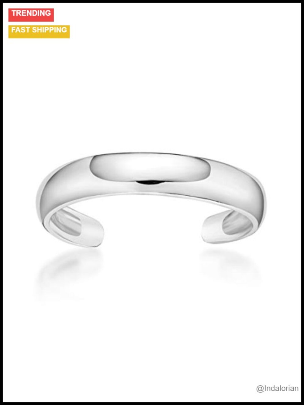 10K White Gold Toe Ring Adjustable Open Band 3mm Women's Body Jewelry